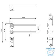 Полотенцесушитель электрический  Wonzon&Woghand Dortmund 46х58 WW-A362-MB (с возможностью скрытого подключения, подключение универсальное) (черный матовый)