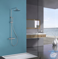 Душевая стойка ABBER Wasser Kreis AF8160L с термостатом без излива, хром