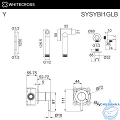 Система для биде скрытого монтажа WHITECROSS Y SYSYBI1GLB (брашированное золото)