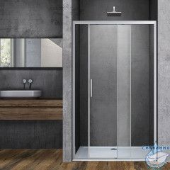 Дверь в нишу Vincea Софт 100 профиль хром, стекло прозрачное VDS-3SO100CL