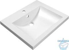 Тумба подвесная 1Marka Соната 58 (2 ящика) с раковиной Анита 58  белый глянец