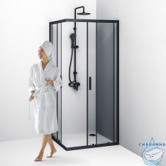 Душевое ограждение Am.Pm Gem 90x90 W93G-403-090BT профиль черный, стекло прозрачное (без поддона)