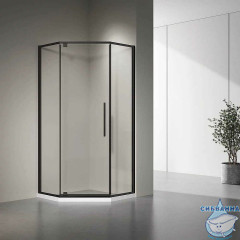 Душевое ограждение Veconi Ровиго 100x100 профиль черный, стекло прозрачное RV35B-100-01-C7 (без поддона)