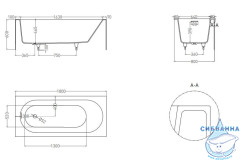 Ванна из искусственного камня Salini Fabia 170x75 (материал S-Sense, белый матовый)