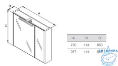 Зеркальный шкаф Roca Etna 76 дуб верона 857304445