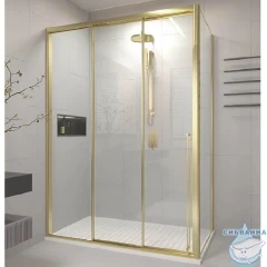 Душевое ограждение Veconi Прато 110x80 профиль брашированное золото, стекло прозрачное PR3/L-SP-11080-01-G-C4 (без поддона)