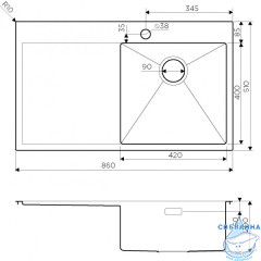 Кухонная мойка Omoikiri Akisame 86-IN-R 4993763