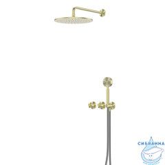 Душевая система ABBER Wasser Kreis 316 AF8151BG скрытого монтажа без излива, термостат, брашированное золото
