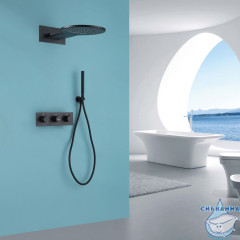 Душевая система ABBER Wasser Kreis 300 1 режим AF8151B  (чернй матовый)