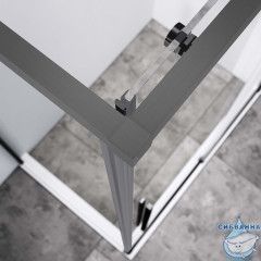 Душевое ограждение Vincea Слим-н 110x80 профиль вороненая сталь, стекло прозрачное VSR-4SN8011CLGM