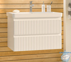 Тумба подвесная Brevita Victory 80 белый матовый с раковиной Dreja Luxury 80