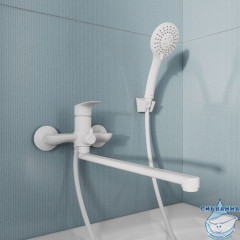 Смеситель для ванны с длинными изливом, белый матовый, Rora, Milardo, RORWT00M10