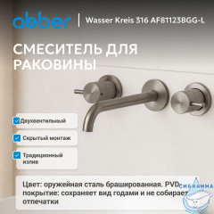 Смеситель ABBER Wasser Kreis 316 AF81123BGG-L для раковины скрытого монтажа, брашированная оружейная сталь