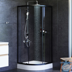 Душевое ограждение AM.PM X-Joy Twin Slide 80х80 W88E-205-080BT64 профиль черный, стекло прозрачное (c поддоном)