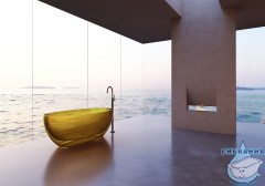 Ванна из полиэфирной смолы ABBER Kristall 170х75 AT9703Amber желтая