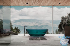 Ванна из полиэфирной смолы ABBER Kristall 180х85 AT9702Aquamarin бирюзовая