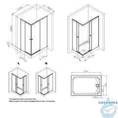 Душевое ограждение AM.PM X-Joy 120х90 W94G-403-12090-BТ профиль черный, стекло прозрачное (без поддона)