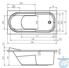 Акриловая ванна Riho Columbia 160x75 с каркасом
