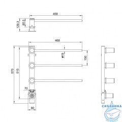 Полотенцесушитель электрический  Wonzon&Woghand Hamburg 47х57 WW-AL313-BG (с возможностью скрытого подключения, подключение универсальное) (брашированное золото)