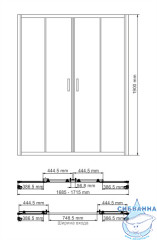 Дверь в нишу Wasserkraft Lippe 170 см профиль хром, стекло прозрачное 45S09