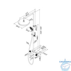 Душевая система с тропическим душем,  изливом и термостатом, глянцевый хром, Duna, IDDIS, DUNSBSTi06