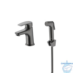Смеситель для умывальника с гигиеническим душем, графит, Rora, Milardo, RORGM01M08