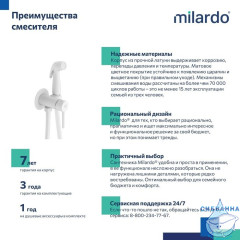 Встраиваемый смеситель с гигиеническим душем, белый матовый, Tidy, Milardo, 001WTR0M08