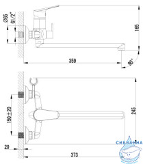 Смеситель для ванны Lemark Partner LM6551C с душевым гарнитуром