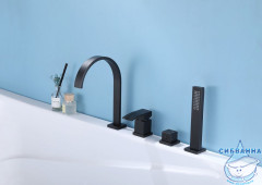 Смеситель для ванны на борт ABBER Wasserfall AF8613B (черный матовый)