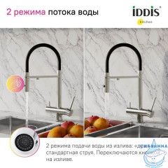 Смеситель для кухни с фильтром и гибким изливом, сатин, Ace, IDDIS, ACEBNFFi05