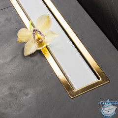 Дренажный трап для душа Pestan Confluo Premium Line White Glass Gold 650 13100122 решеткой