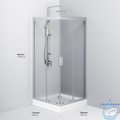 Душевое ограждение AM.PM Gem 90х90 W90G-403-090MT профиль серый, стекло прозрачное (без поддона) (без поддона)