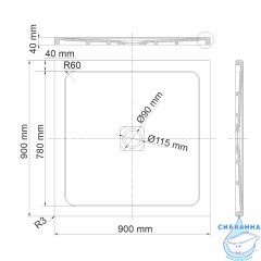 Поддон из литьевого мрамора WasserKRAFT Dinkel 90x90 58T03 