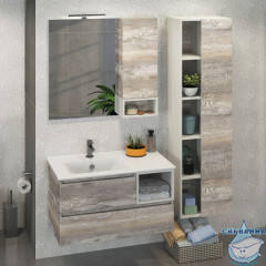 Тумба подвесная Comforty Турин 90L дуб бежевый с раковиной 9090EL