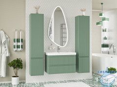 Тумба подвесная Brevita Victory 80 зеленый с раковиной Dreja Luxury 80