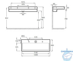 Раковина 120 см Jacob Delafon Terrace EXB9112-00