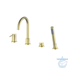 Смеситель для ванны на борт Oliveeka Y-Line OL-669017-BG (золото матовое)