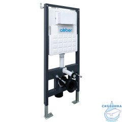 Комплект подвесной унитаз ABBER Rechteck AC1220TC белый, с закрытым дном с инсталляцией AC0105 и кнопкой AC0121MW белая матовая