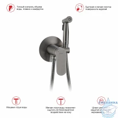 Встраиваемый смеситель с гигиеническим душем Raglo R10.52.09 (графит)