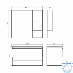 Тумба подвесная Comforty Бордо 90 дуб темно-коричневый с раковиной Quadro 90 00-00006671