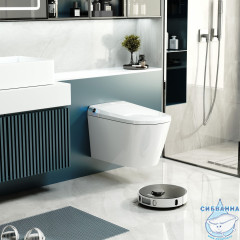 Унитаз подвесной безободковый, импульсный Abber Bequem AC1119S с сиденьем Soft Close (микролифт) (белый матовый)