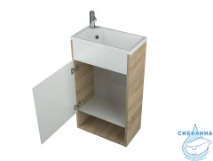 Тумба подвесная 1Marka Lira 40П с раковиной Lira 40 дуб сонома L