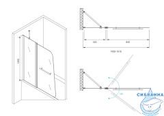 Шторка для ванны ABBER Ewiges Wasser 100х140 AG50100 профиль хром, стекло прозрачное
