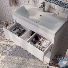 Тумба с умывальником напольная с ящиками, белая, 80 см, Zodiac, IDDIS, ZOD8CBFi95K  подходит ум. 3508000i28