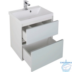 Тумба Aquanet Гласс 60 с раковиной Орлеан 60 белый глянец