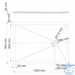 Поддон из литьевого мрамора WasserKRAFT Dill  120x90 61T07 черный матовый