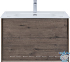 Тумба Aquanet Lino 80 с раковиной Flat 80 дуб веллингтон