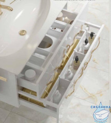 Тумба подвесная Aqwella Clarberg Due Amanti 120 DUE0112W белый, ручки золото с раковиной Elegance 120