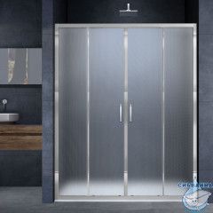 Дверь в нишу Vincea Альфа 170 профиль хром, стекло текстурное VDS-3AL2170MT