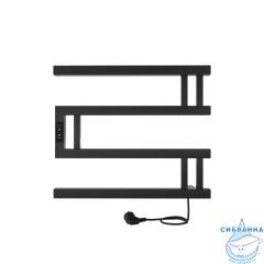 Полотенцесушитель электрический Indigo Muza (с таймером) 50х40 черный муар (с возможностью скрытого подключения, подключение R)